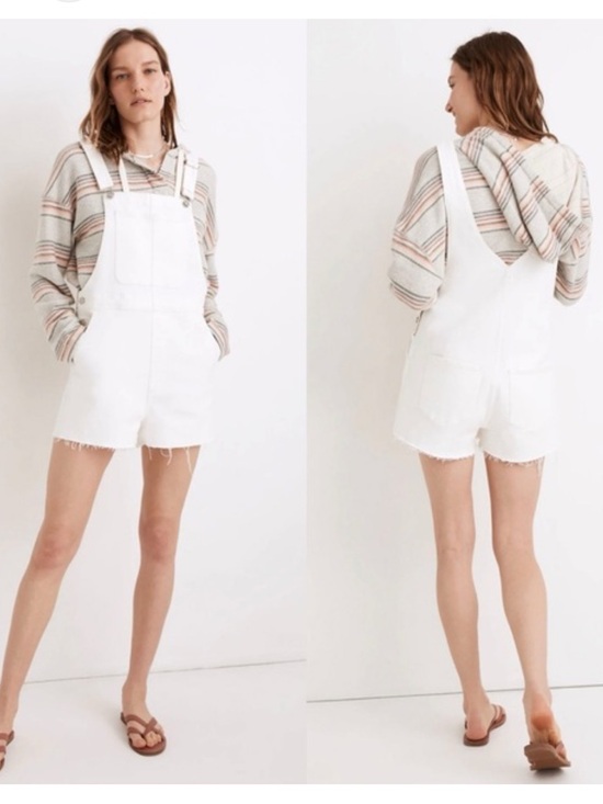 Madewell Denim - Madewell Adirondack Denim Short Overalls Tile White size M